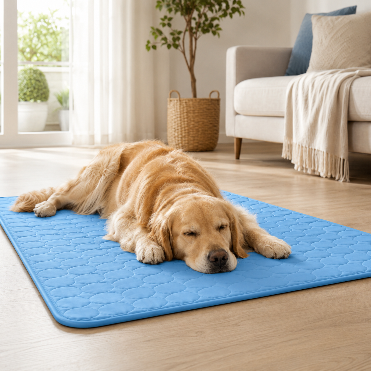 Pet on FreshPaw cooling mat